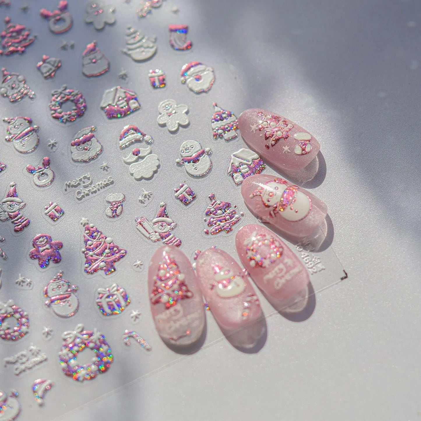 Snowflake Nail Art Stickers Christmas Snowman Adhesive Embossed Sticker Decals to4692