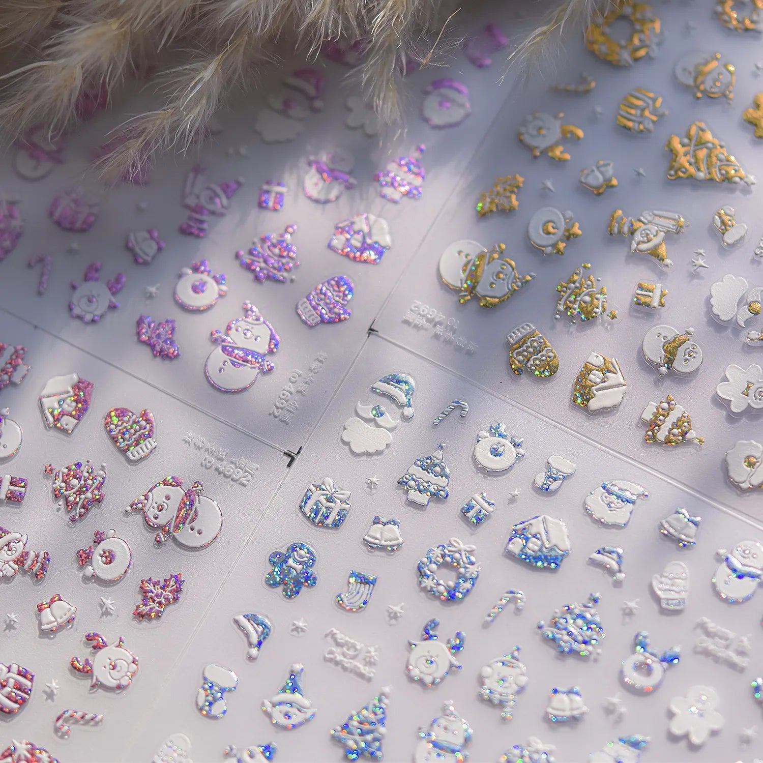 Snowflake Nail Art Stickers Christmas Snowman Adhesive Embossed Sticker Decals to4692