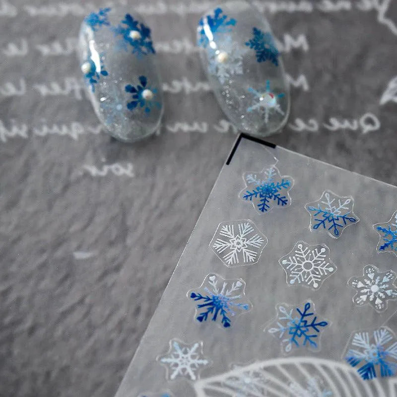 Snowflake Nail Art Stickers Gradient Blue Snowflake Adhesives Sticker Decals TS919