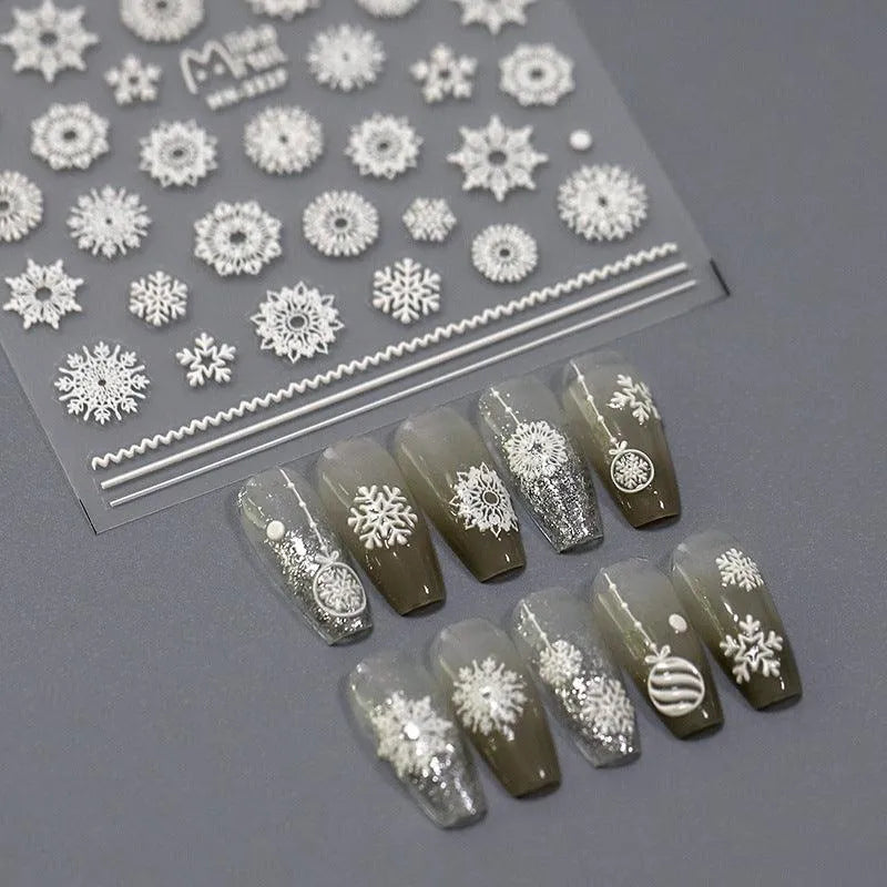 Snowflake Nail Art Stickers Winter Xmas Snow Adhesive Sticker Decals MN331