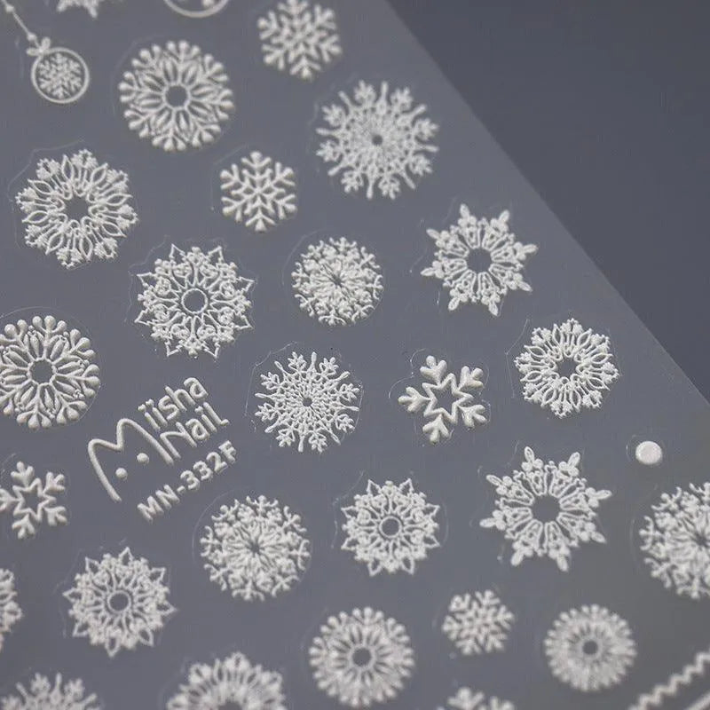 Snowflake Nail Art Stickers Winter Xmas Snow Adhesive Sticker Decals MN331