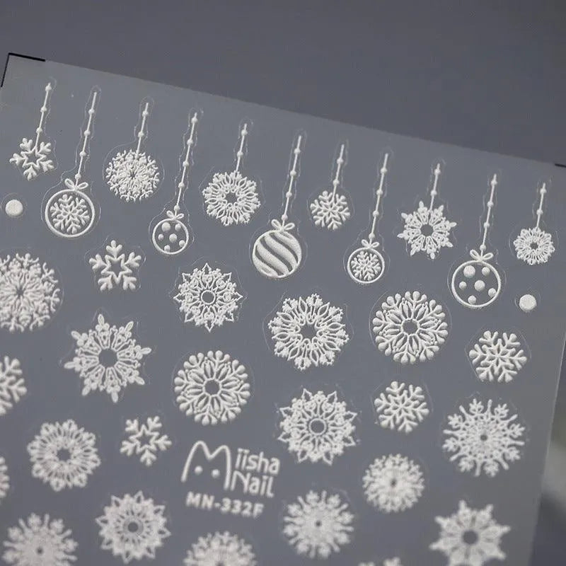 Snowflake Nail Art Stickers Winter Xmas Snow Adhesive Sticker Decals MN331