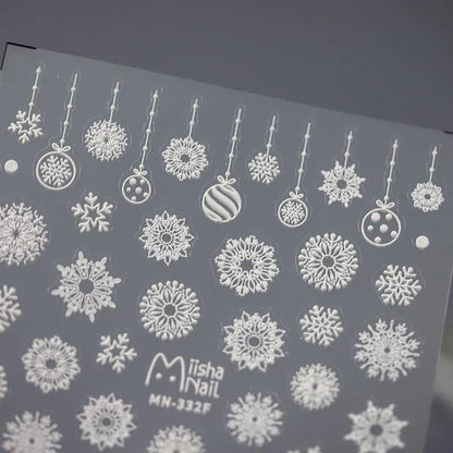 Snowflake Nail Art Stickers Winter Xmas Snow Adhesive Sticker Decals MN331