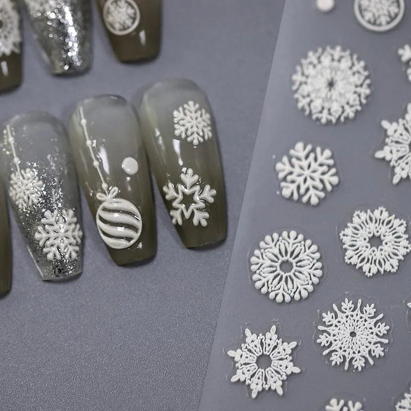 Snowflake Nail Art Stickers Winter Xmas Snow Adhesive Sticker Decals MN331