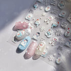 Snowman Nail Art Stickers Adhesive Embossed Christmas Snowflake Sticker Decals to4760