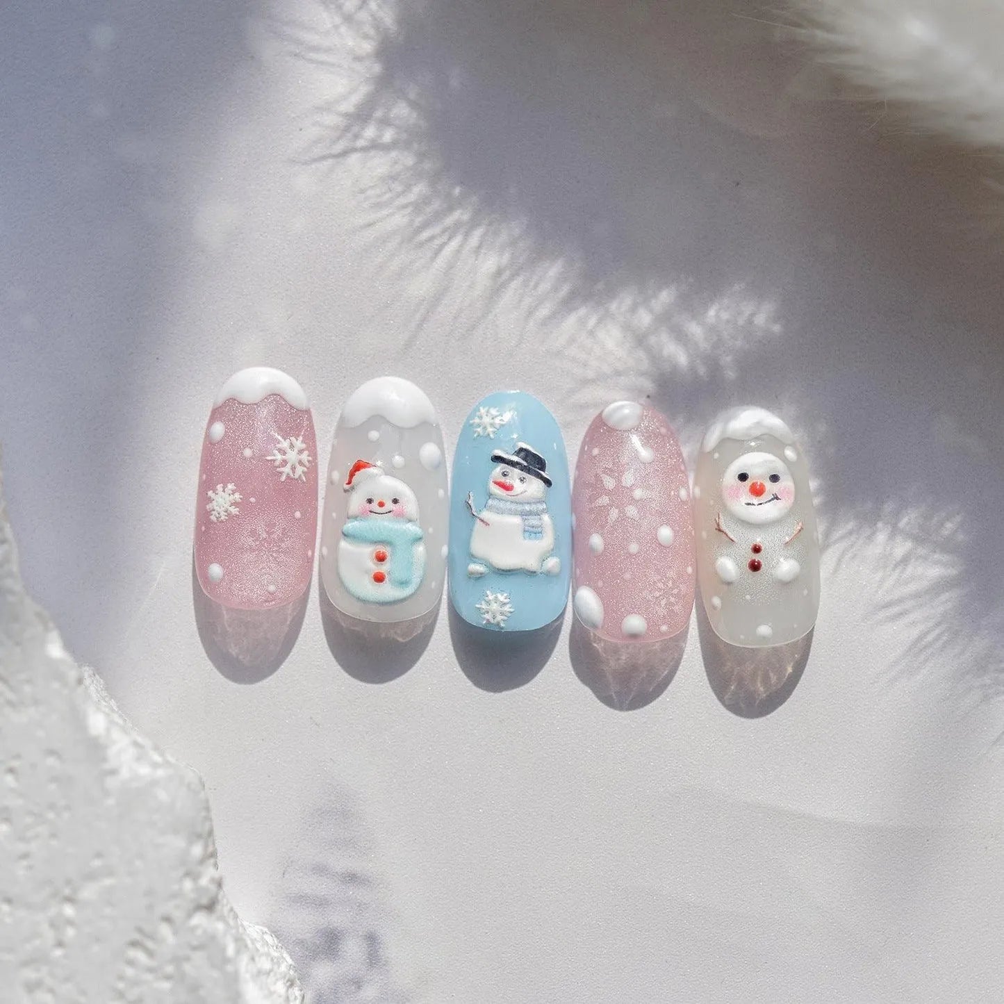 Snowman Nail Art Stickers Adhesive Embossed Christmas Snowflake Sticker Decals to4760