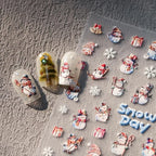 Snowman Nail Art Stickers Adhesive Slider Christmas Snowflakes Sticker Decals TS3449