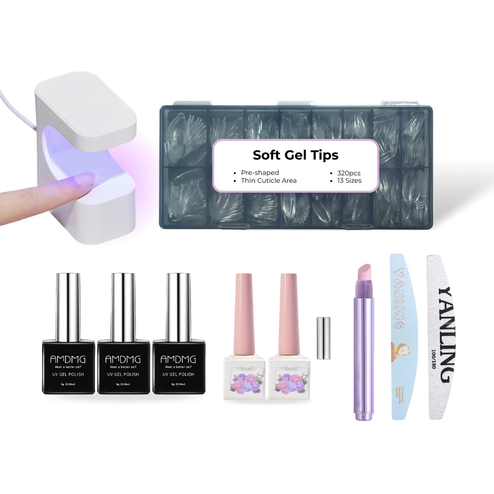 Soft Gel Extension Kit: Cat Eye Edition (With Lamp & Tips)