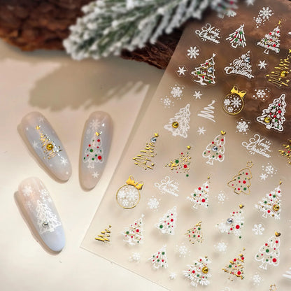Sparkle Christmas Tree & Snowflake Nail Art Stickers TL274