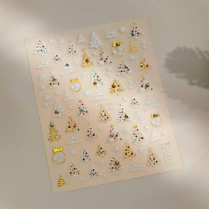 Sparkle Christmas Tree & Snowflake Nail Art Stickers TL274