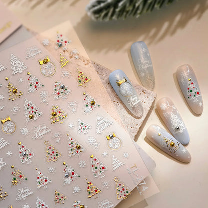 Sparkle Christmas Tree & Snowflake Nail Art Stickers TL274