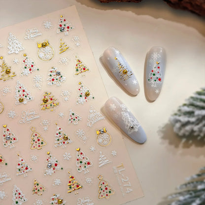 Sparkle Christmas Tree & Snowflake Nail Art Stickers TL274