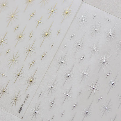Sparkling Starburst Nail Stickers - Metallic Shimmer Nail Art Decals to4007