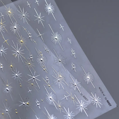 Sparkling Starburst Nail Stickers - Metallic Shimmer Nail Art Decals to4007