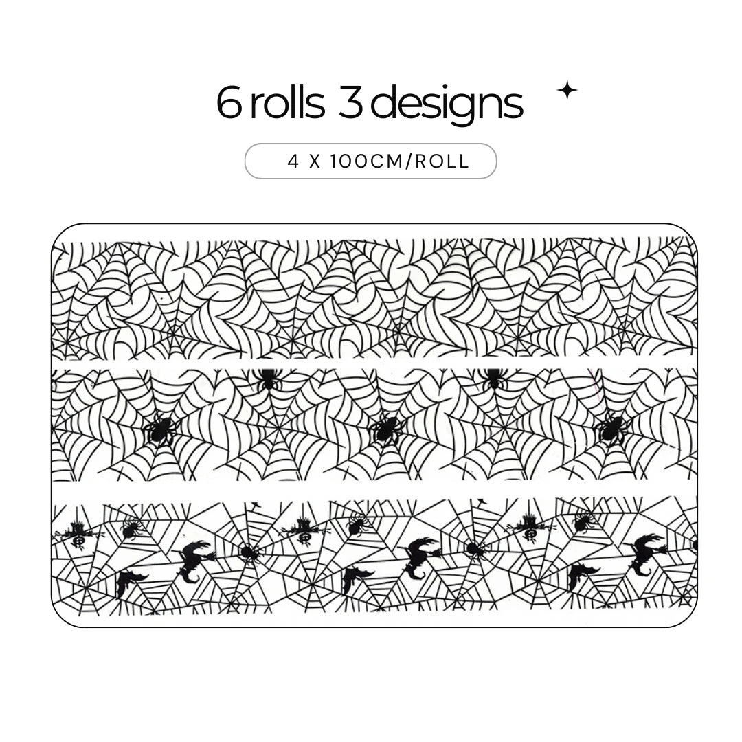 Spooky Spiderweb Nail Foil Collection | Halloween Scorpion Transfer Paper