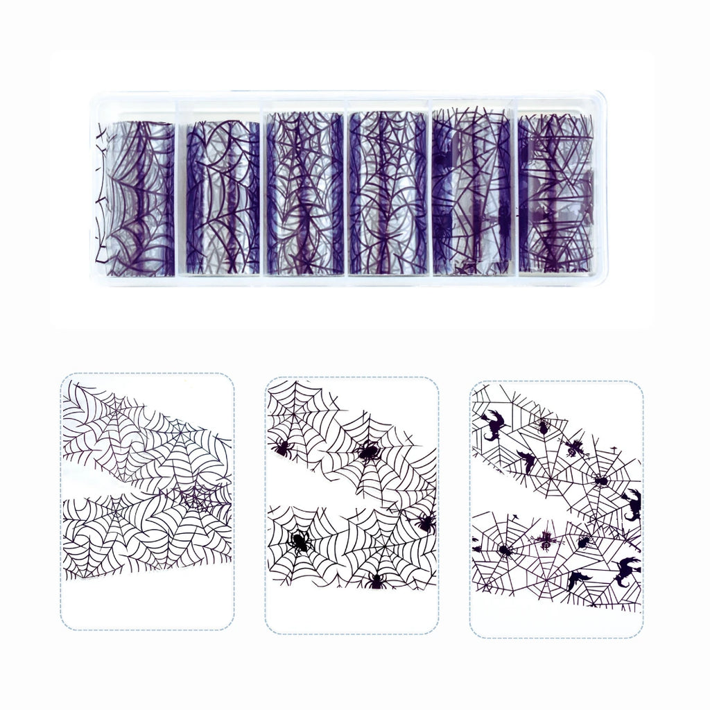 Spooky Spiderweb Nail Foil Collection | Halloween Scorpion Transfer Paper