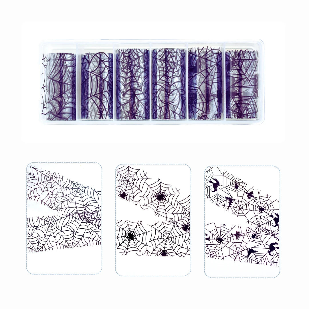 Spooky Spiderweb Nail Foil Collection | Halloween Scorpion Transfer Paper