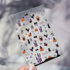 Spooky Black Cat 5D Halloween Nail Stickers | Cute Ghost & Skeleton Nail Art Decals