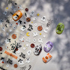 Spooky Black Cat 5D Halloween Nail Stickers | Cute Ghost & Skeleton Nail Art Decals