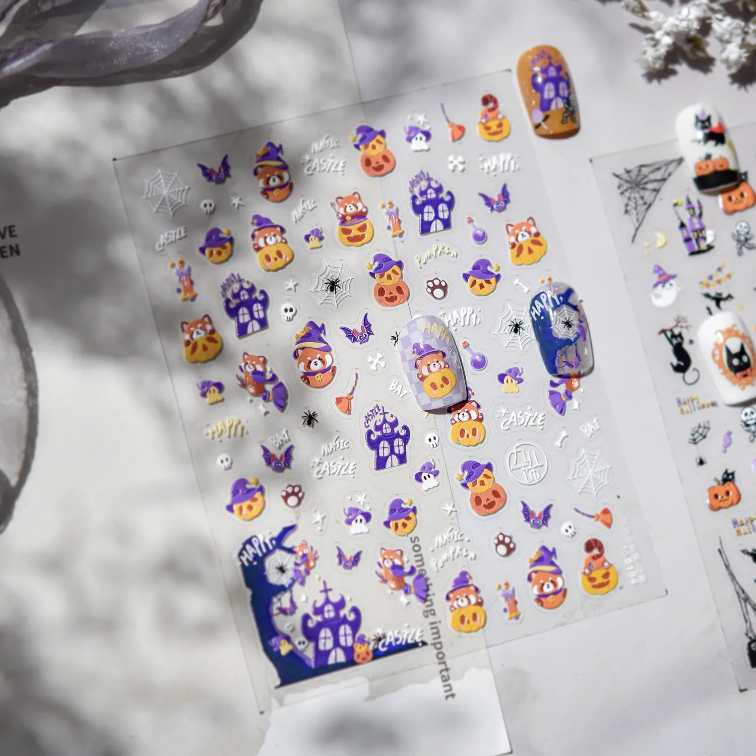 Spooky Black Cat 5D Halloween Nail Stickers | Cute Ghost & Skeleton Nail Art Decals