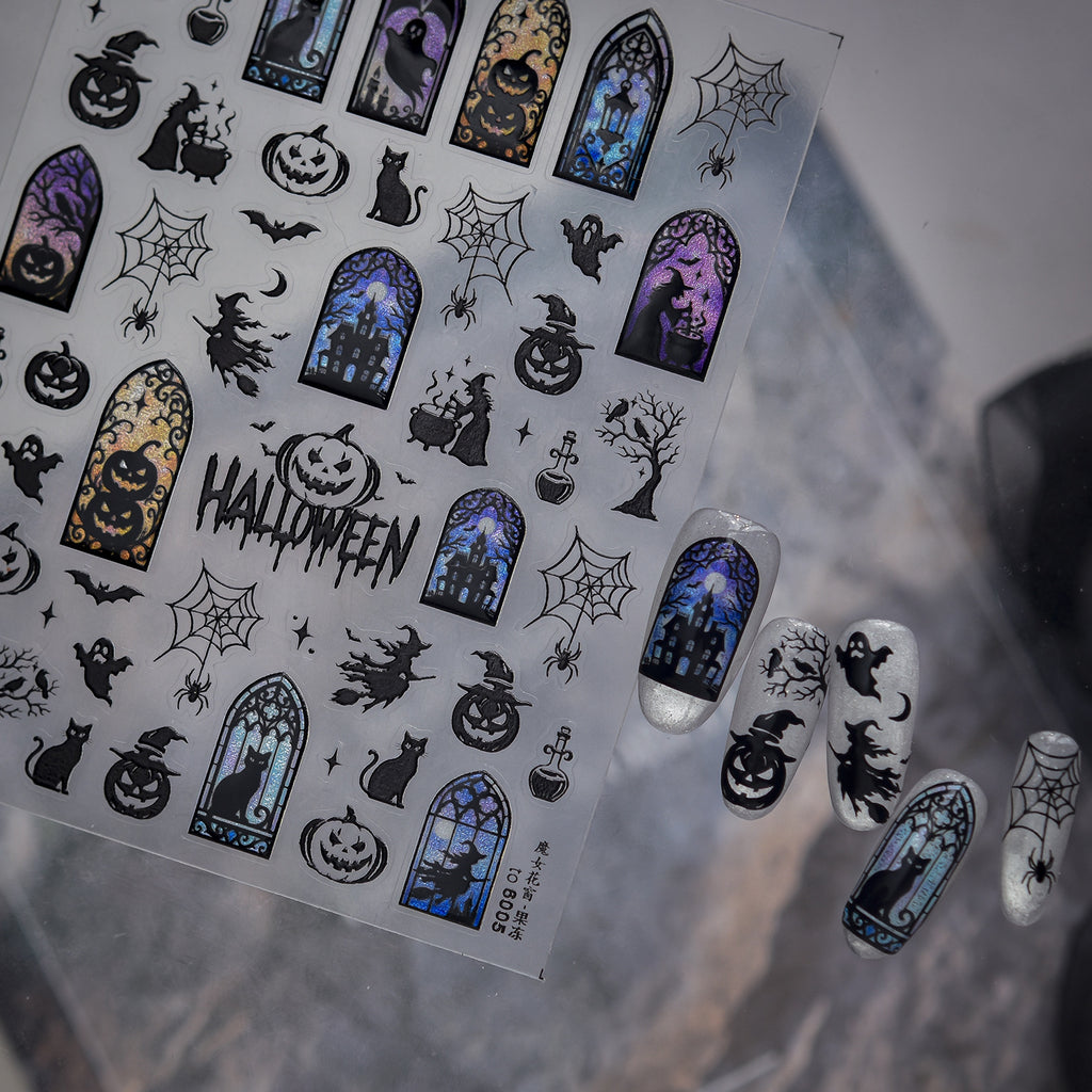 Spooky Halloween Gothic Window Nail Stickers
