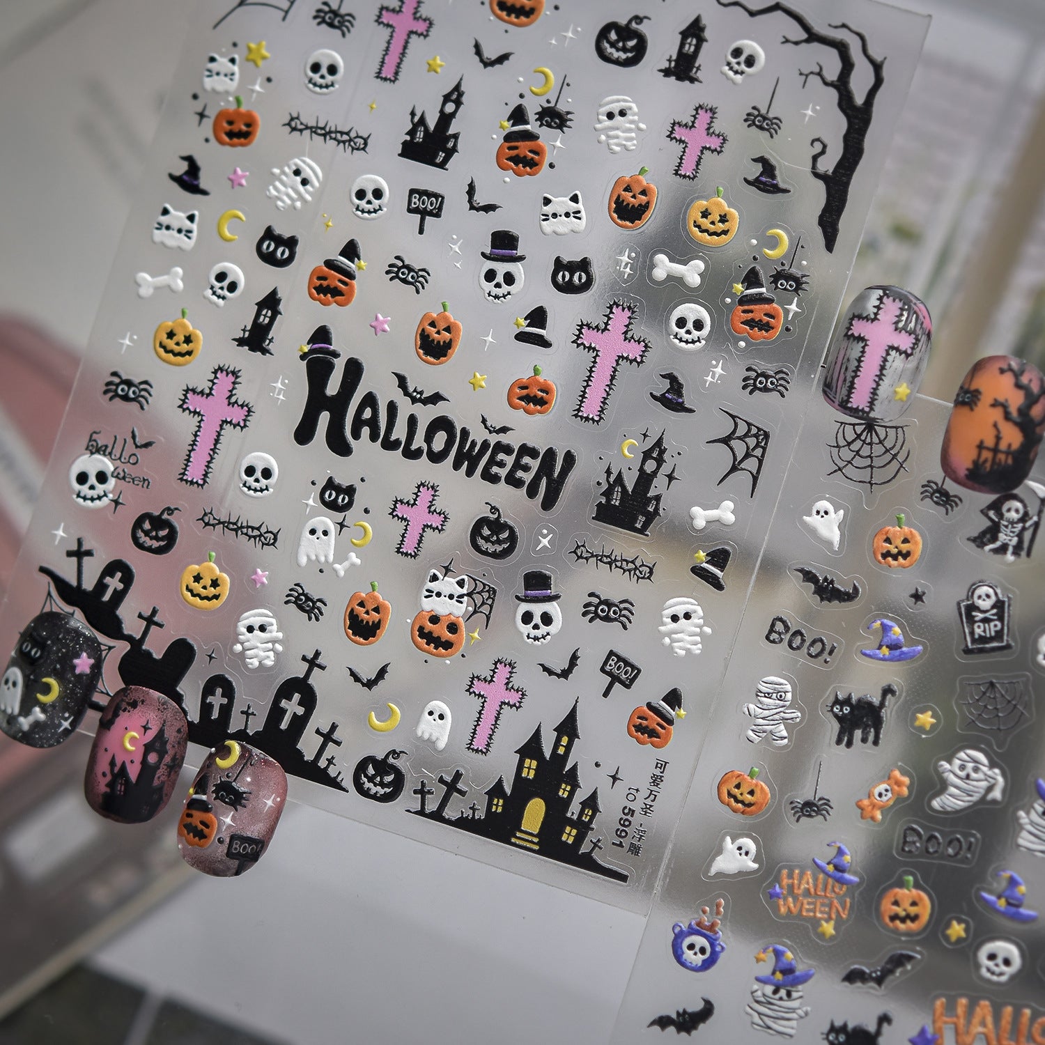 Spooky Halloween Gothic Window Nail Stickers