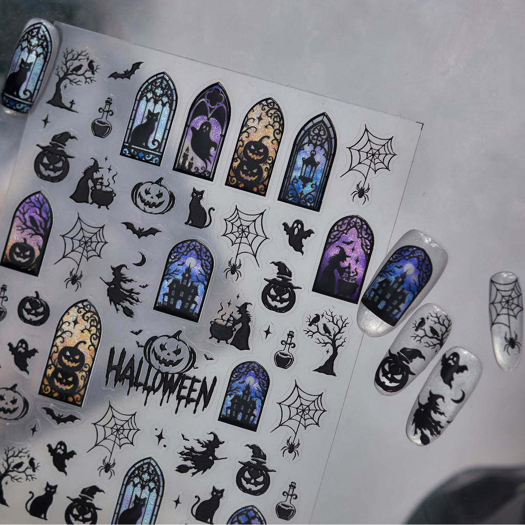 Spooky Halloween Gothic Window Nail Stickers