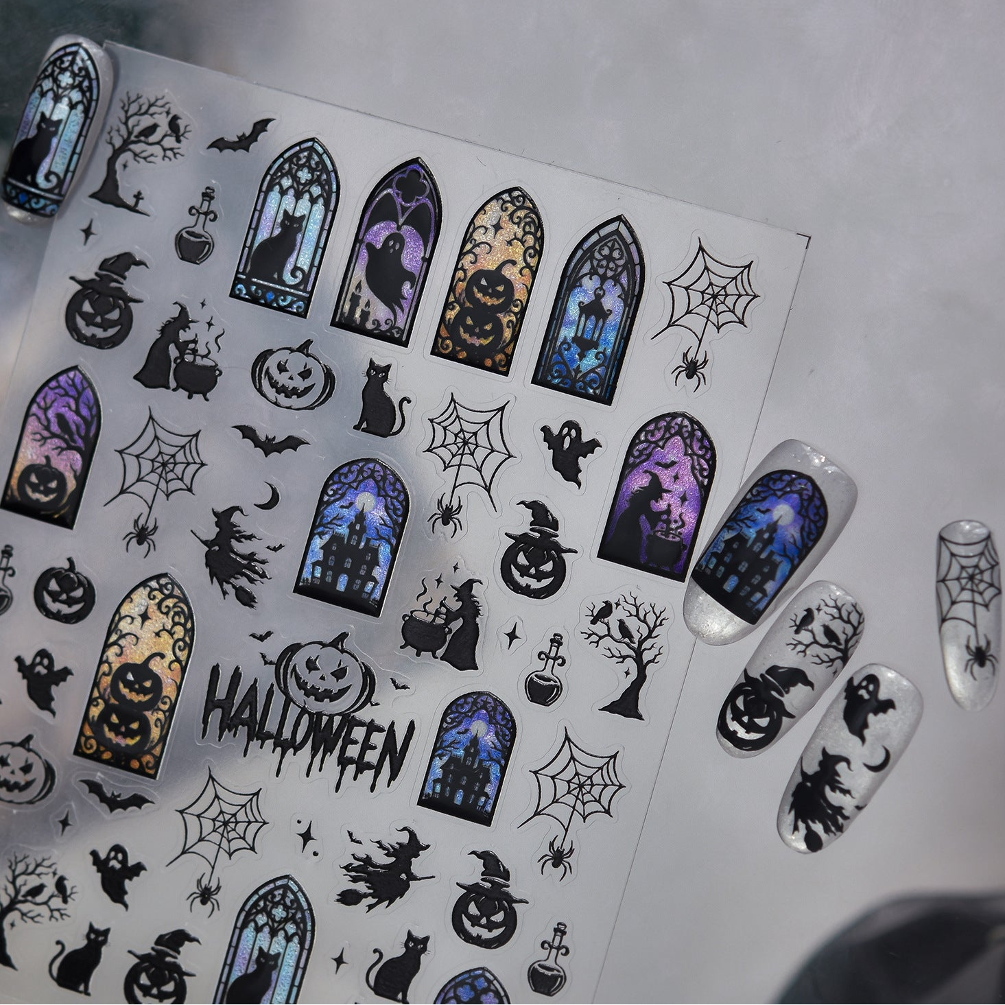 Spooky Halloween Gothic Window Nail Stickers