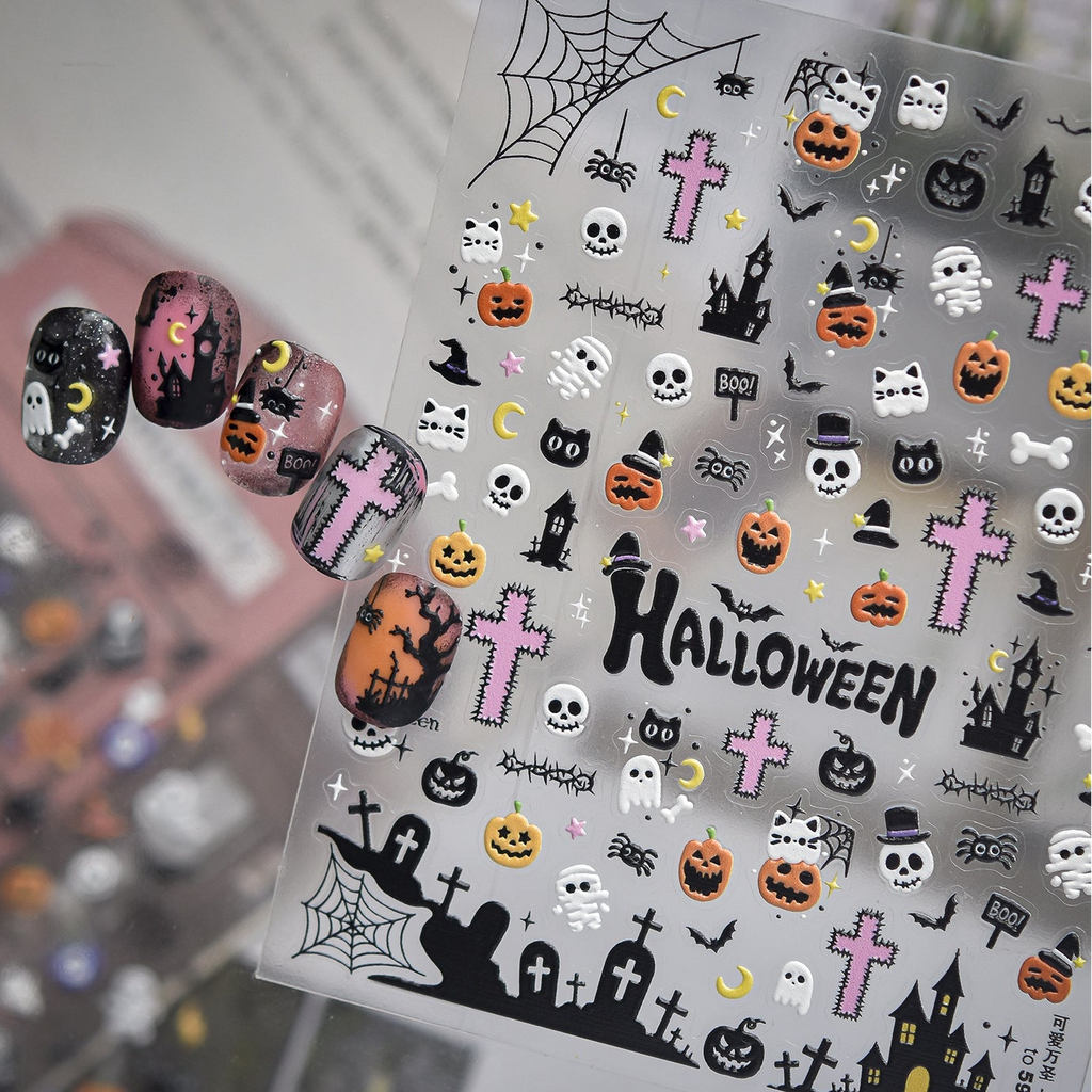 Spooky Halloween Gothic Window Nail Stickers