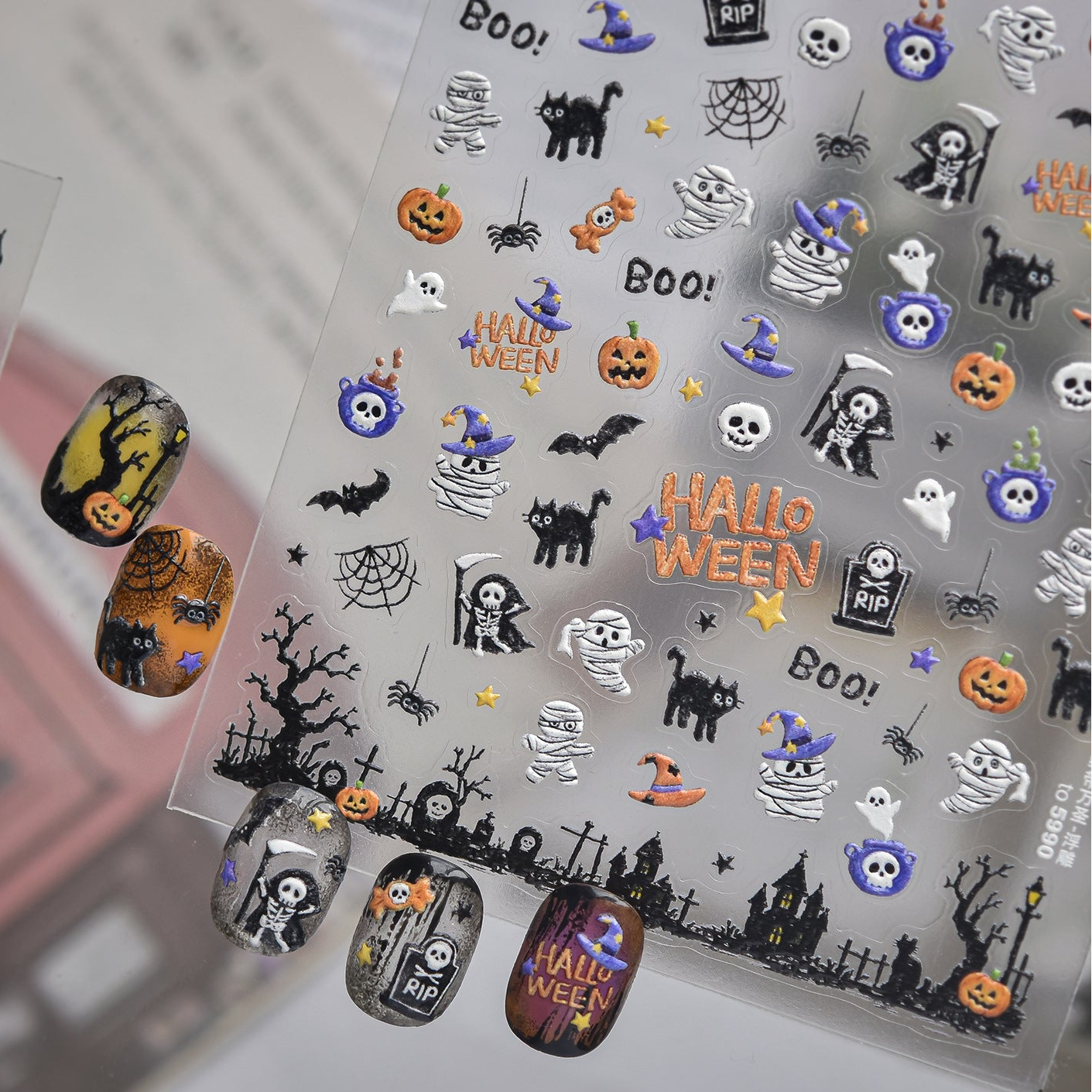 Spooky Halloween Gothic Window Nail Stickers