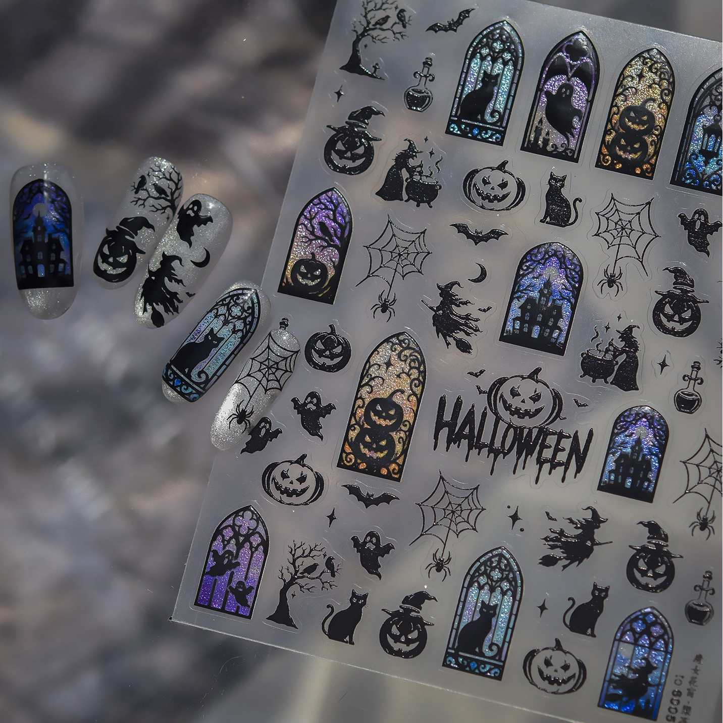 Spooky Halloween Gothic Window Nail Stickers 6005