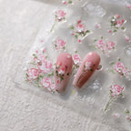 Spring Blossoming Flowers Nail Art Stickers Floral Adhesive Embossed Sticker Decals TL149