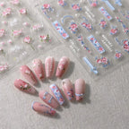 Spring Blossoming Flowers Nail Art Stickers Floral Adhesive Embossed Sticker Decals TL149