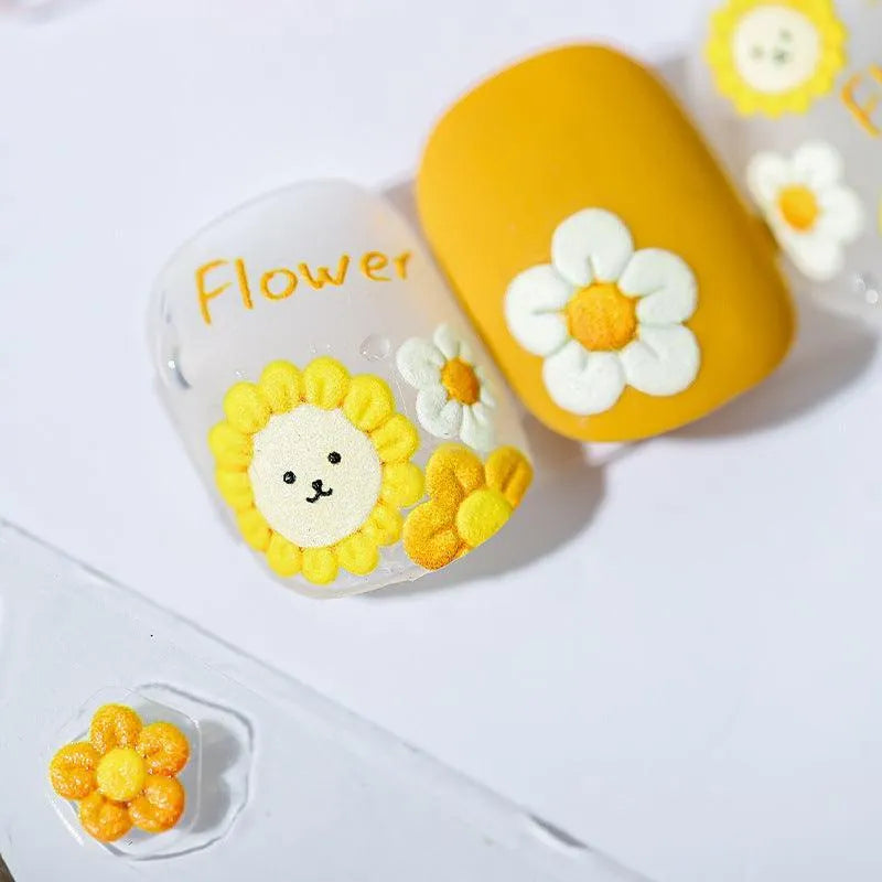 Spring Floral Nail Art Stickers Colorful Flower Leaf Adhesive Embossed Sticker Decals TS1165