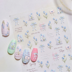 Spring Tulip Nail Stickers - Romantic Bow Floral Decals