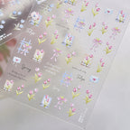 Spring Tulip Nail Stickers - Romantic Bow Floral Decals