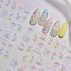 Spring Tulip Nail Stickers - Romantic Bow Floral Decals