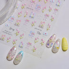 Spring Tulip Nail Stickers - Romantic Bow Floral Decals