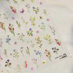 Spring Wildflower Nail Art Stickers – 5D Daisies, Lavender & Garden Floral Decals 