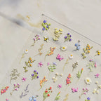 Spring Wildflower Nail Art Stickers – 5D Daisies, Lavender & Garden Floral Decals 