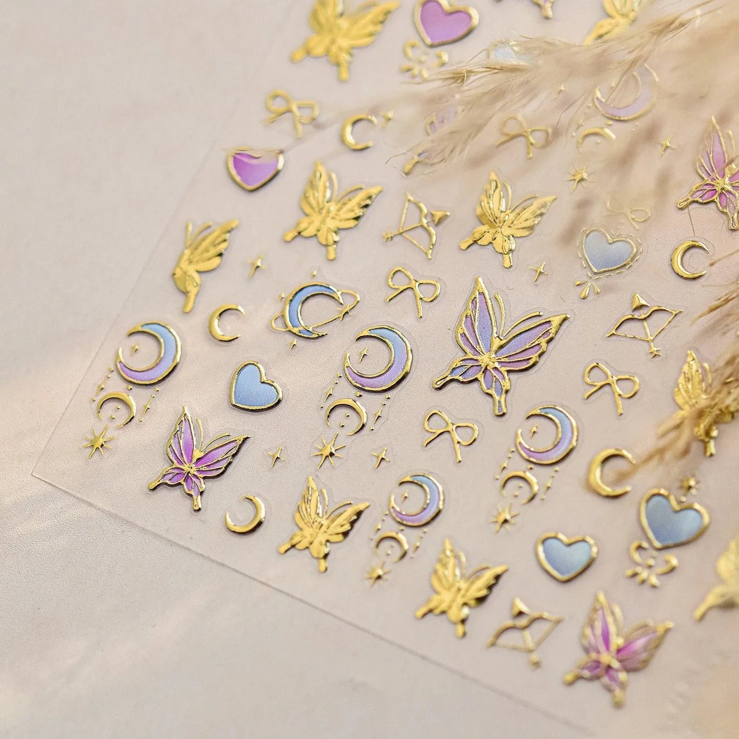 Star Moon Nail Art Stickers Butterfly Adhesive Embossed Sticker Decals to4783