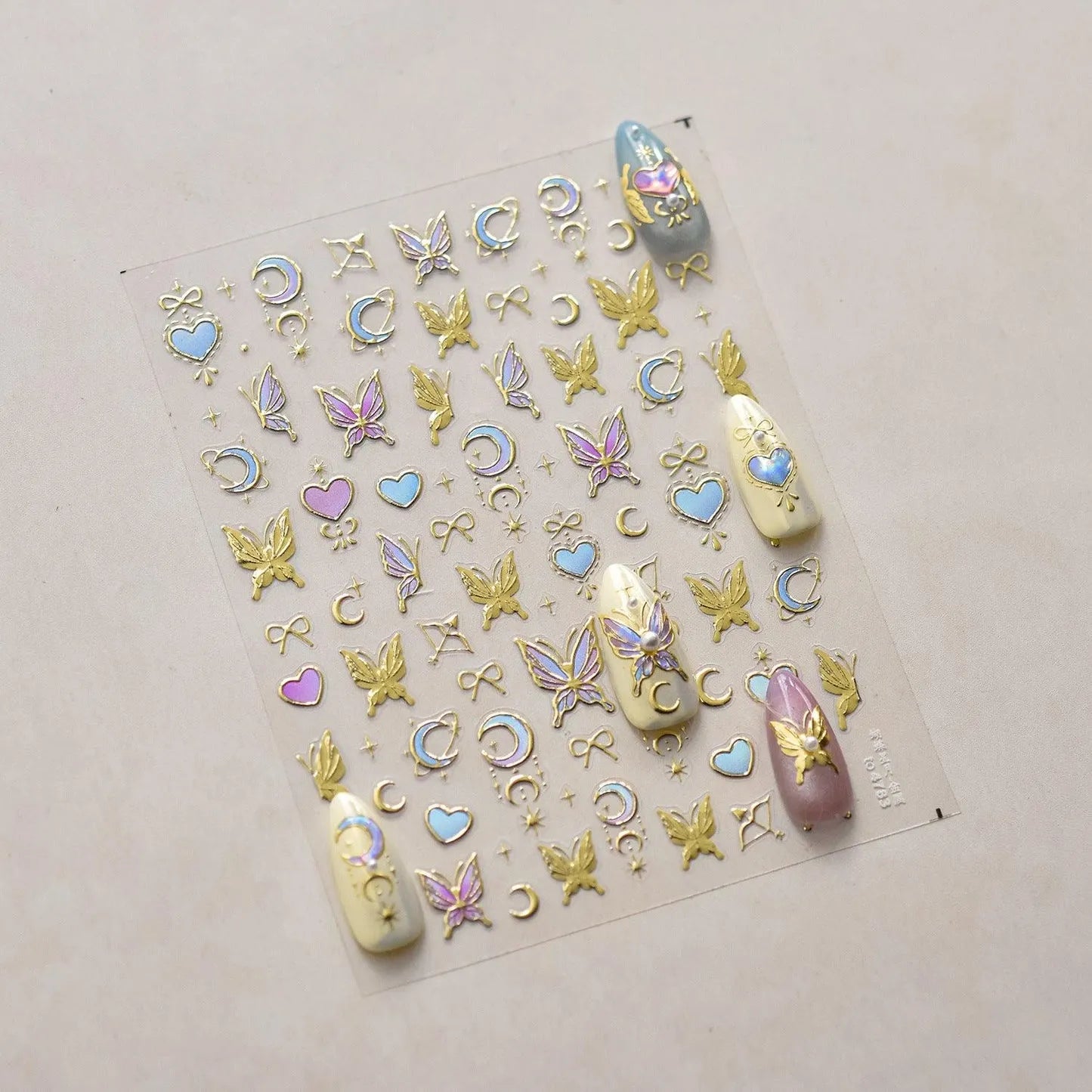 Star Moon Nail Art Stickers Butterfly Adhesive Embossed Sticker Decals to4783