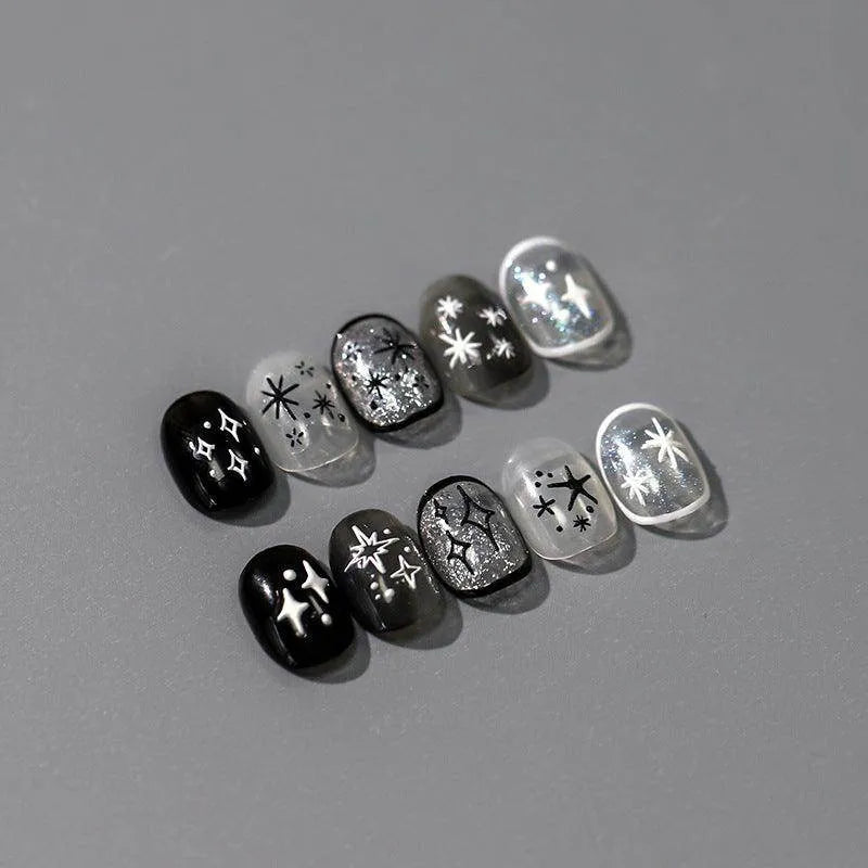 Star Nail Art Stickers Adhesive Slider Black White Stars Sticker Decals TS3374