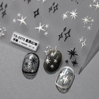 Star Nail Art Stickers Adhesive Slider Black White Stars Sticker Decals TS3374