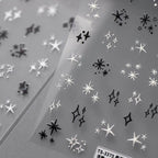 Star Nail Art Stickers Adhesive Slider Black White Stars Sticker Decals TS3374