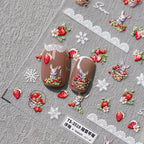 Strawberry Nail Art Stickers Adhesive Slider Embossed Snowflake Sticker Decals TS3519