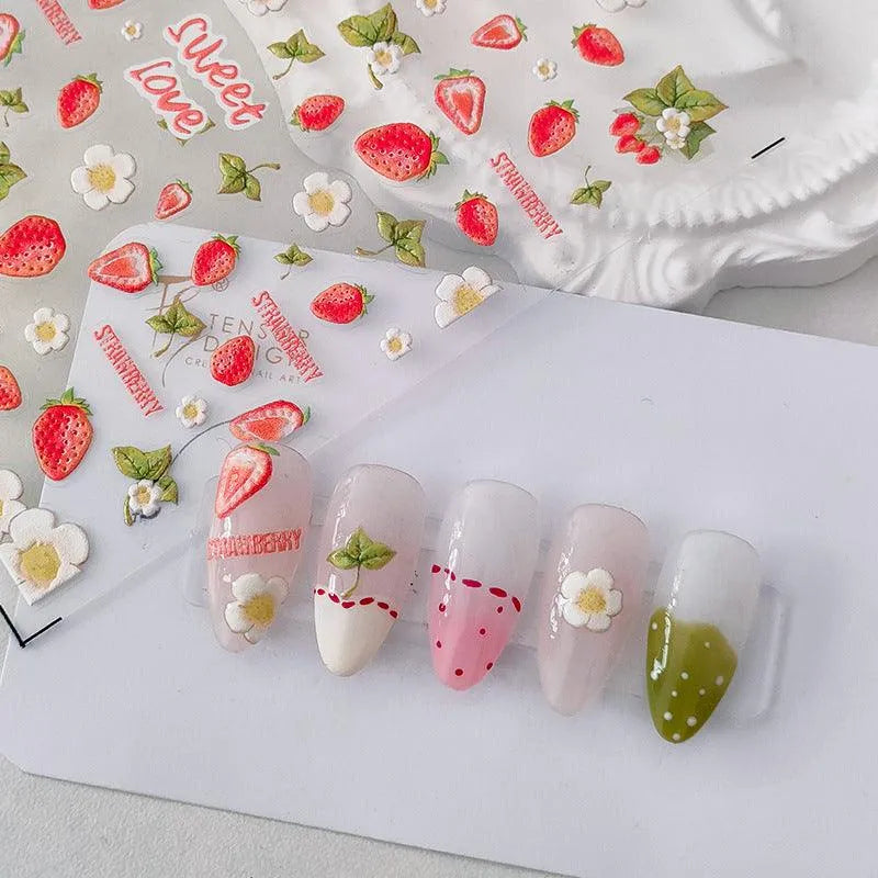 Strawberry Nail Art Stickers Adhesive Sticker Decals TS1835