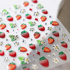 Strawberry Nail Art Stickers Jelly Fruit Adhesive Embossed Sticker Decals M494