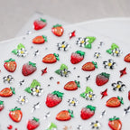 Strawberry Nail Art Stickers Jelly Fruit Adhesive Embossed Sticker Decals M494
