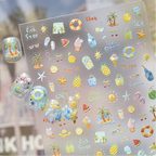 Summer 3D Nail Stickers - Ocean Beach & Fruit Decals 